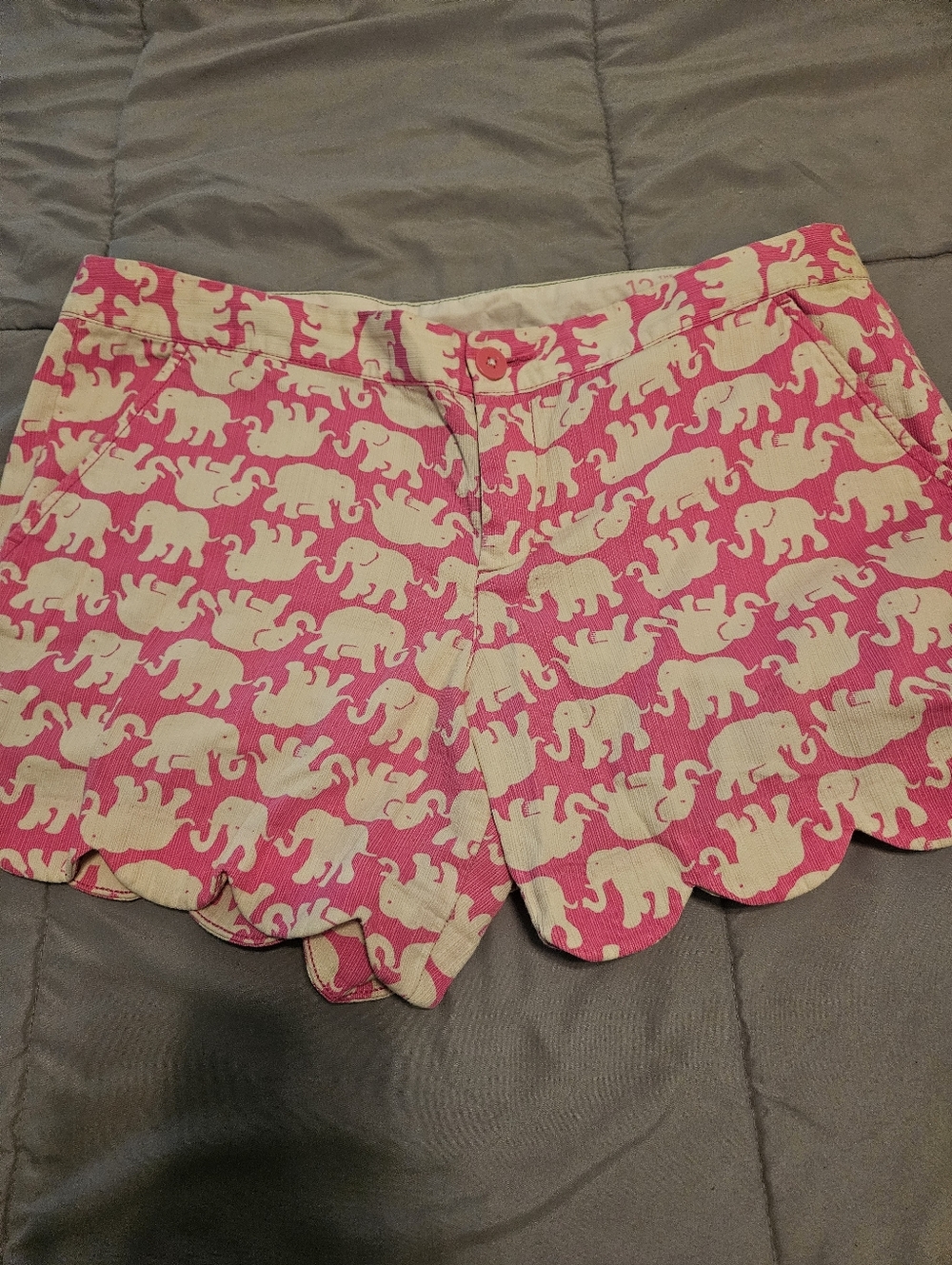 Lilly Pulitzer Pink Elephant-Print Scallop Hem High-Rise Shorts